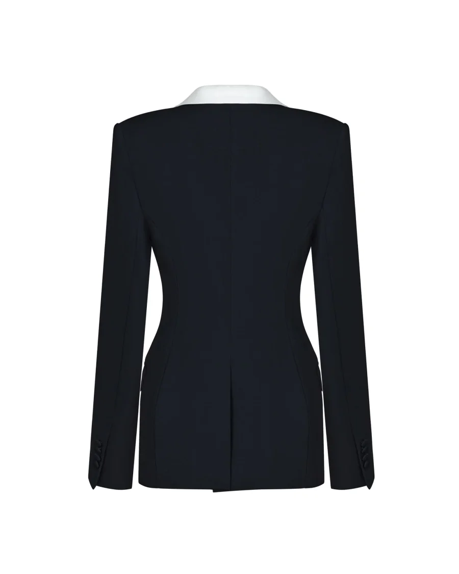 Жакет классический из вискозы, Черно-белый