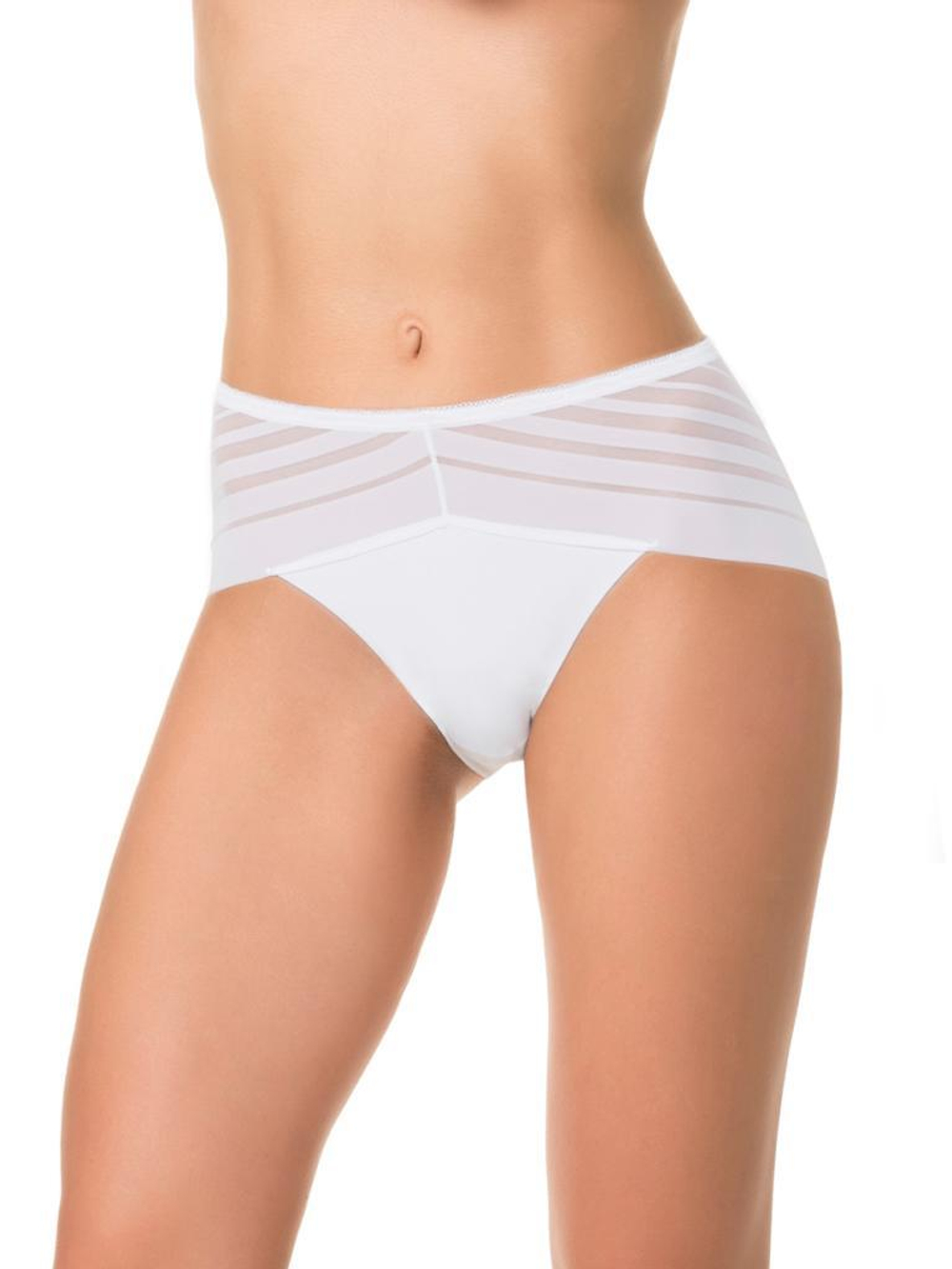 Высокие трусики с полосками разной ширины (Размер: XXL) (Цвет: черный)