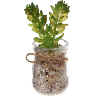 Цветок искусственный «Суккулент» 5,5*12см в стеклянном горшке