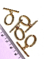 7116-з Тогл овальный "Бамбук", 25 мм, позолота