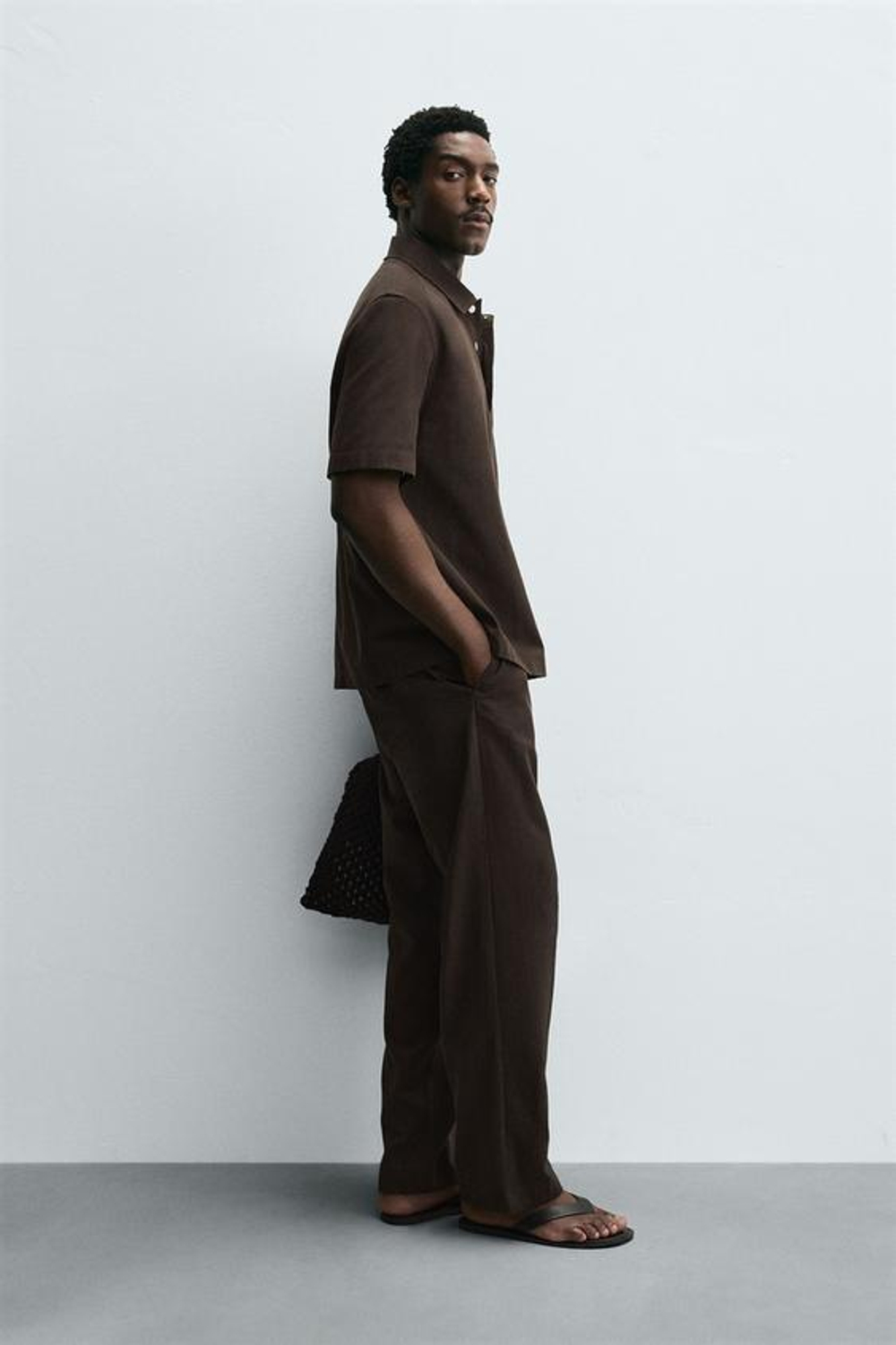 ZARA БРЮКИ ИЗ ЛИОЦЕЛЛА И ХЛОПКА, КОРИЧНЕВЫЙ