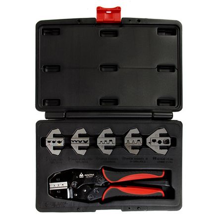 Цена на МАСТАК (106-40007C) Кримпер храповичный для обжима изолированных наконечников, 7 предметов, кейс