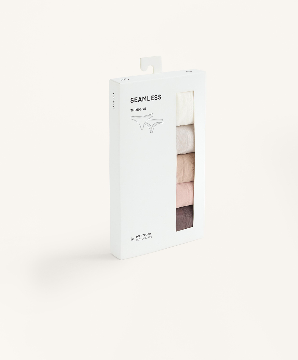 OYSHO Набор из трех пар бесшовных трусиков-стрингов, коралловый