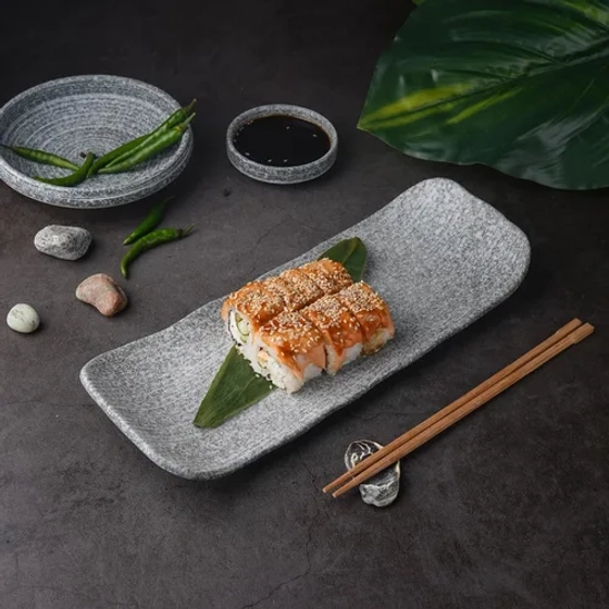 Блюдо прямоугольное 32*12 см h4,2 см с бортами Side Up2 Stone Untouched Taiga P.L. Proff Cuisine [1]