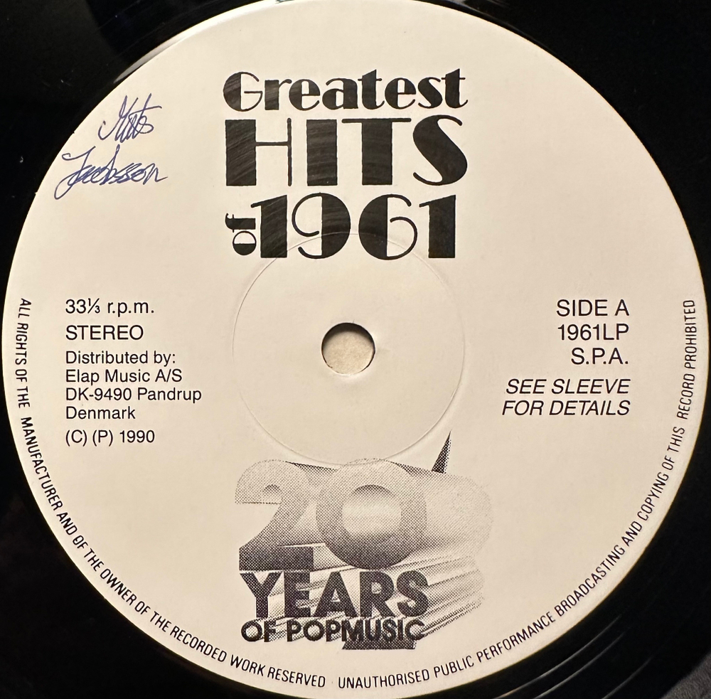 Greatest Hits Of 1961 2LP (Европа 1990г.)