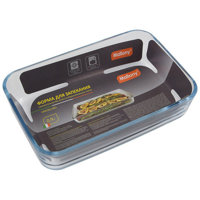 Форма для запекания CRISTALLINO, объем 0,9 л, из боросиликатного стекла, прямоугол формы, без ручек.