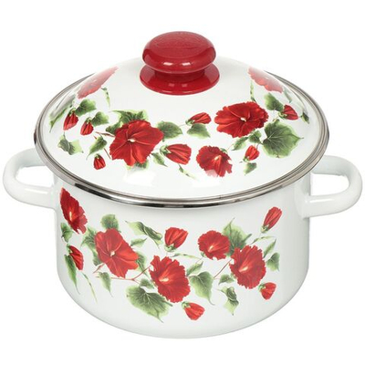 Кастрюля сталь, эмал, 3 л, с крыш, Сиб товары, Рамо, 3MD181M, индукц