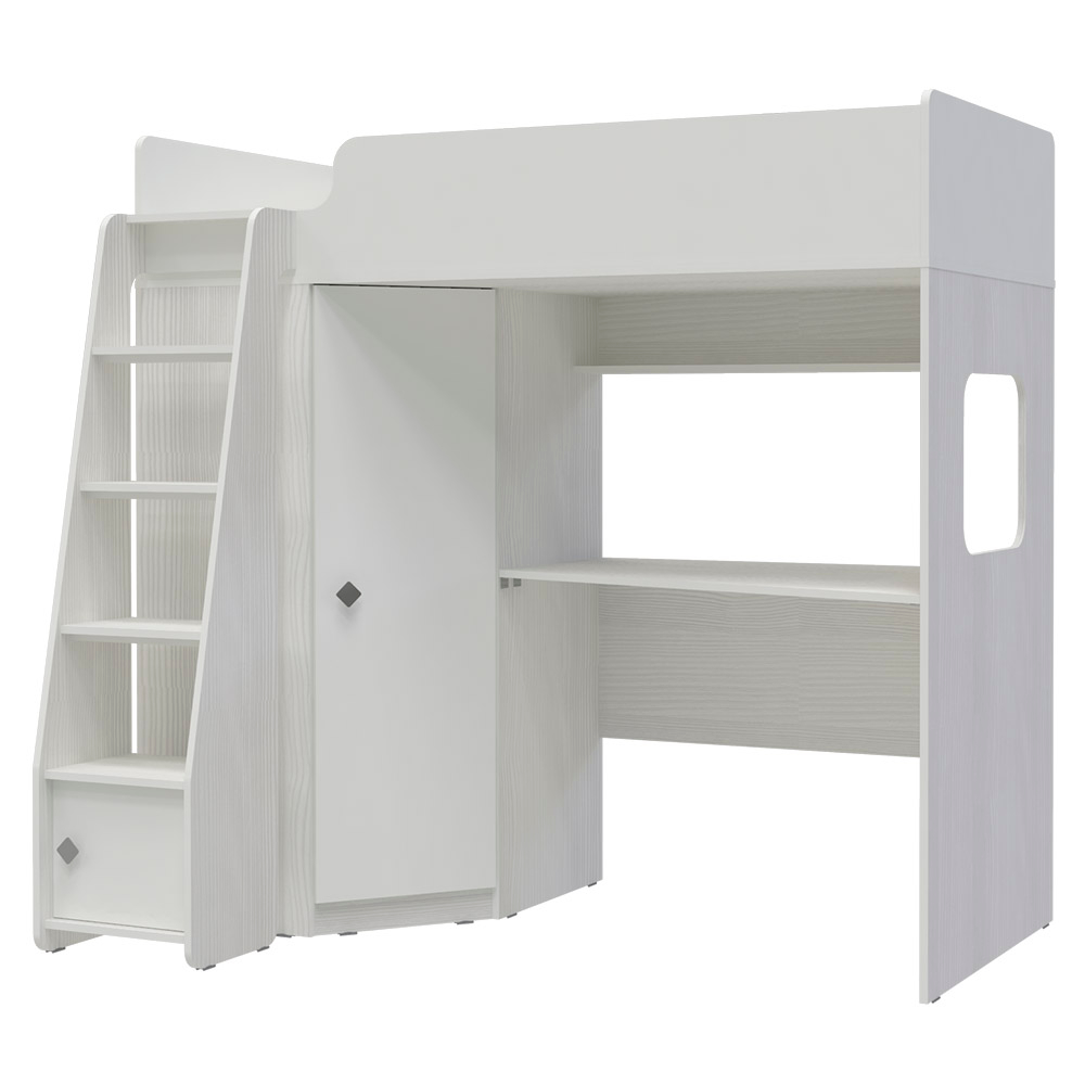 Кровать-чердак КарИВи Л-В603.1 Белое Дерево Белый