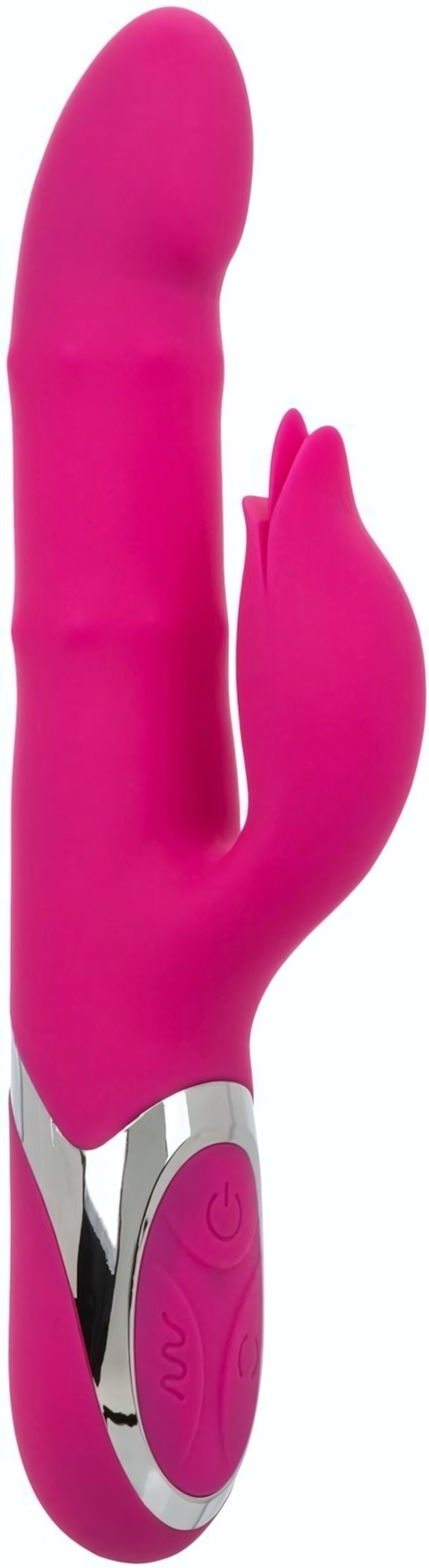 Розовый вибромассажер-кролик Enchanted Embrace с массажем бусин (Цвет: розовый)