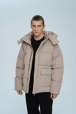 Пуховик удлиненный с капюшоном | beige