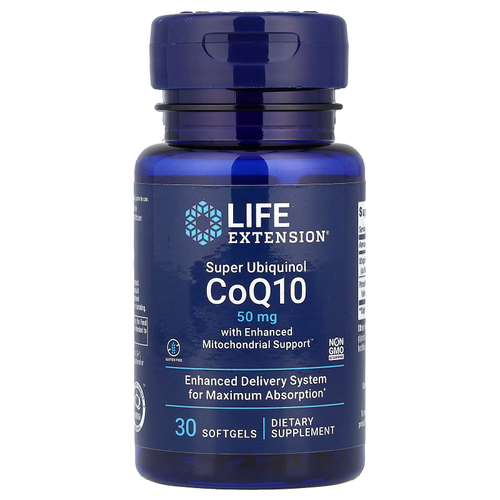 Life Extension, Суперубихинол коэнзим Q10 с улучшенной поддержкой митохондрий, 30 мягких таблеток