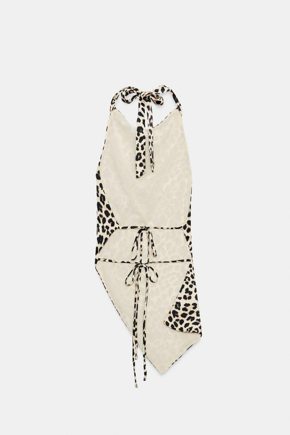 ZARA АТЛАСНЫЙ ТОП ХАЛТЕР АСИММЕТРИЧНЫЙ, ЛЕОПАРДОВЫЙ