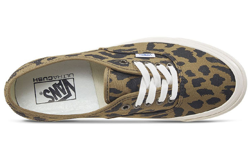 Vans Authentic 44 canvas leopard print lightweight non-slip low-top sneakers for men and women with the same brown color