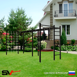 Уличная шведская стенка Sv Sport рукоход х 2 с комплектом турник прямой 2шт У50266 (Гнездо 80см/Сетка)