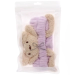 Повязка на голову косметическая «ДАЙМОНД Ми», зайки с лапками, цвет лавандовый, серый, и бежевый, 20*5.5см (ZIP пакет)