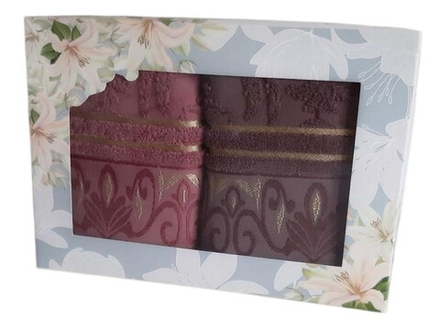 Набор из 2-х махровых полотенец в подарочной упаковке, 100% хлопок, Китай.