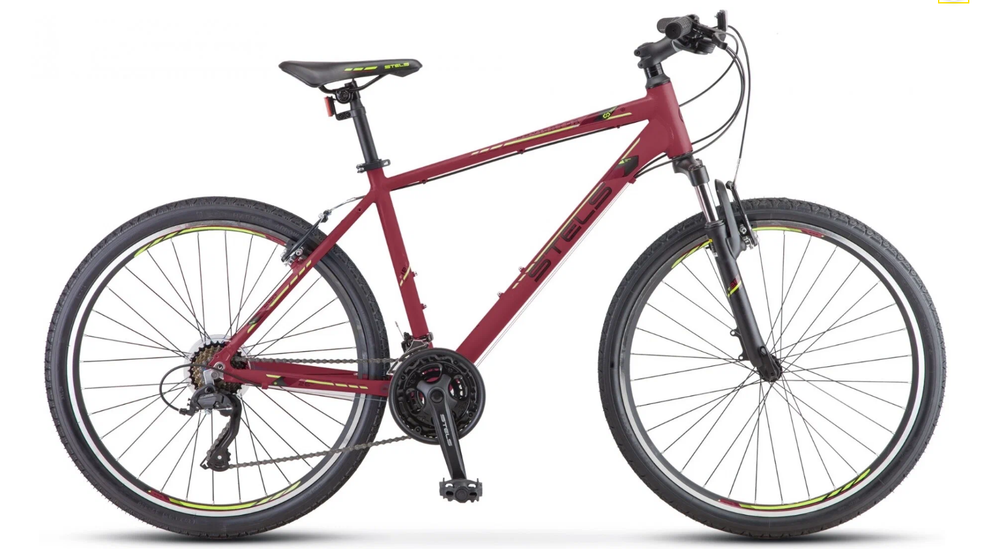 Велосипед 26" STELS Navigator-590 V, рама 16, бордовый/салатовый