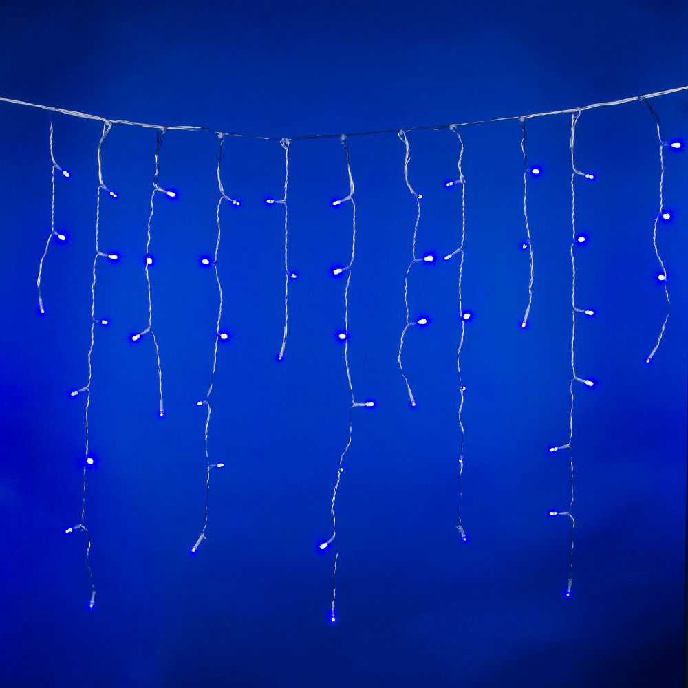 ULD-B6007-300-DTA BLUE IP44 Бахрома светодиодная. 6м. 300 светодиодов. Синий свет. Провод прозрачный. ТМ Uniel