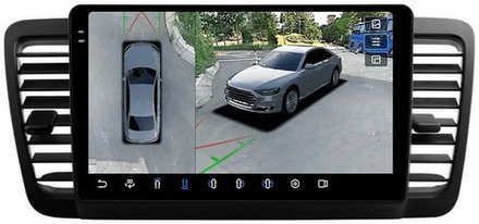 Магнитола для Subaru Legacy 4, Outback 3 2003-2009 (левый руль) - FarCar BX3069M-360 монитор 9.5" 2K QLED на Android 13, 6Гб+128Гб, CarPlay, 4G SIM-слот, 4 камеры в комплекте