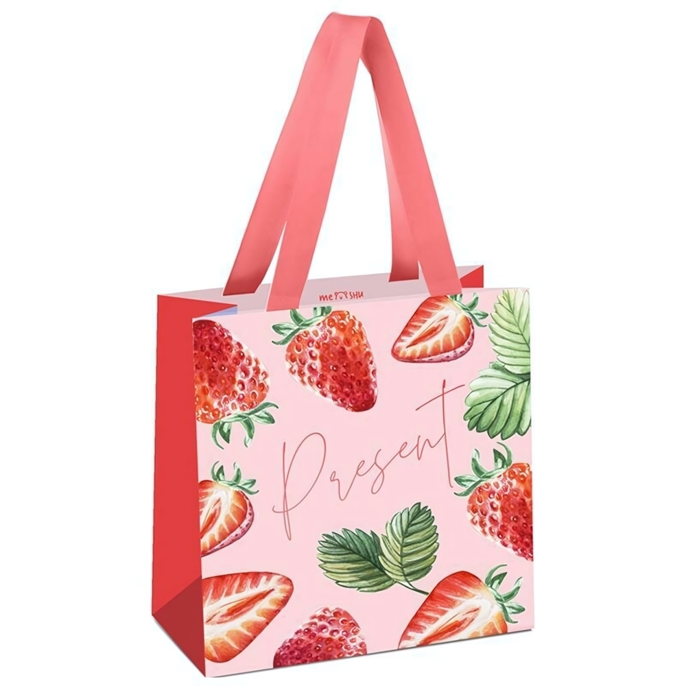 Пакет подарочный 20*20*10см.отд.фольгой, мат.лам."Strawberry" (MESHU)