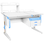 Растущая парта СУТ 25 с задними полками СУТ.15.210 и СУТ.15.240 и навесной тумбой (1200×880 мм)