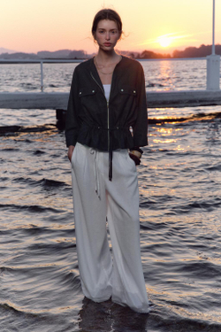 ZARA КУРТКА САФАРИ ИЗ ЛЬНА, МОРСКОЙ СИНИЙ