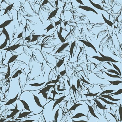 Нарисованные листья на голубом фоне