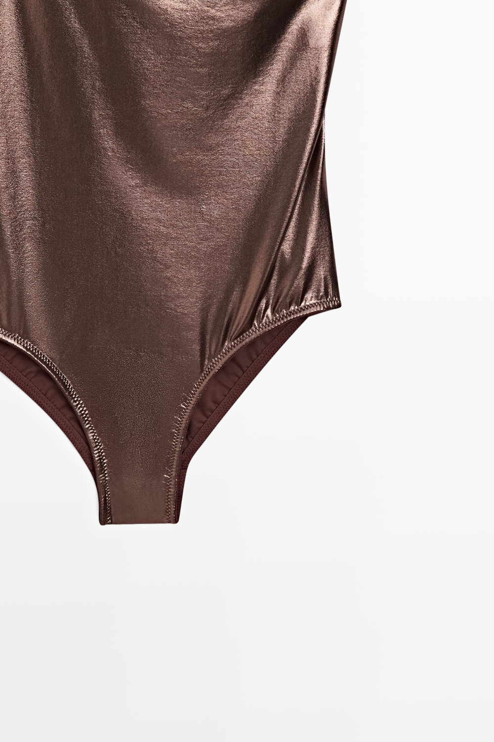 Massimo Dutti Купальник с асимметричной бретелью, коричневый