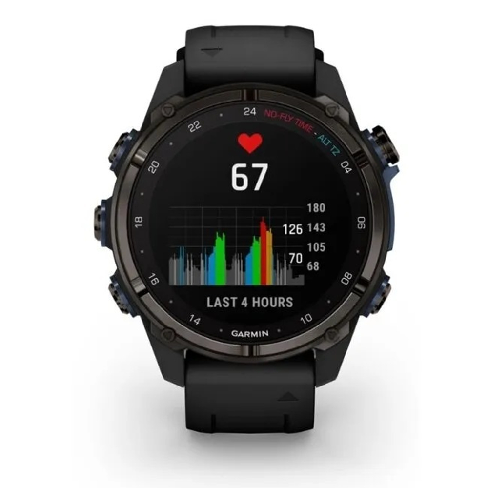 Смарт часы Garmin Descent MK3i - 43 мм Титан Carbon Grey DLC с черным силиконовым ремешком