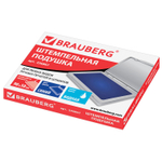 Штемпельная подушка BRAUBERG 100х80 мм (рабочая поверхность 90х50 мм) синий краска (6 штук в упаковке)