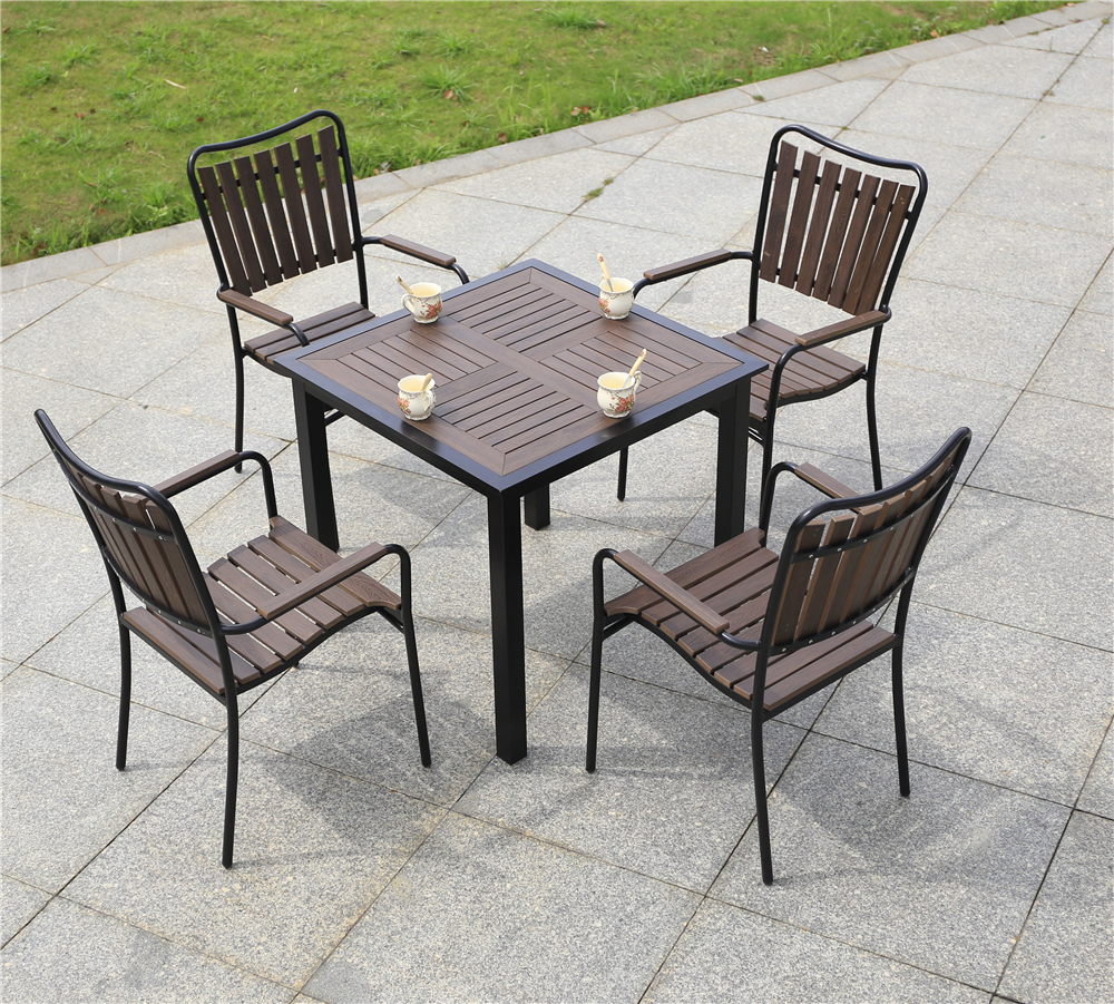 Алюминиевый квадратный стол  80*80 ПОЛИВУД-1 «POLYWOOD-1» цвет каштан арт.1024