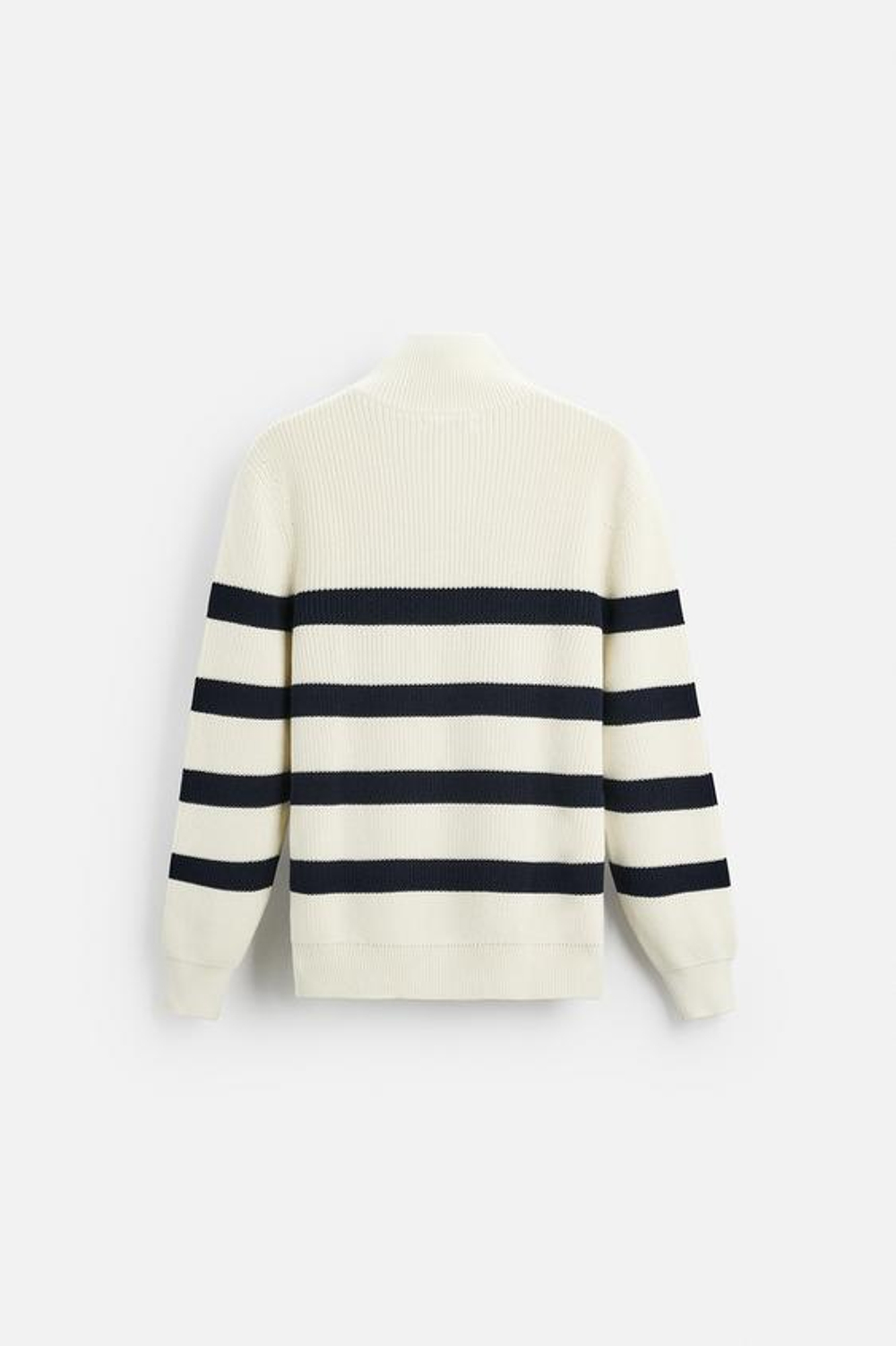 ZARA СВИТЕР С ВЫСОКИМ ВОРОТНИКОМ И ЗАСТЕЖКОЙ-МОЛНИЕЙ, ПОЛОСКИ