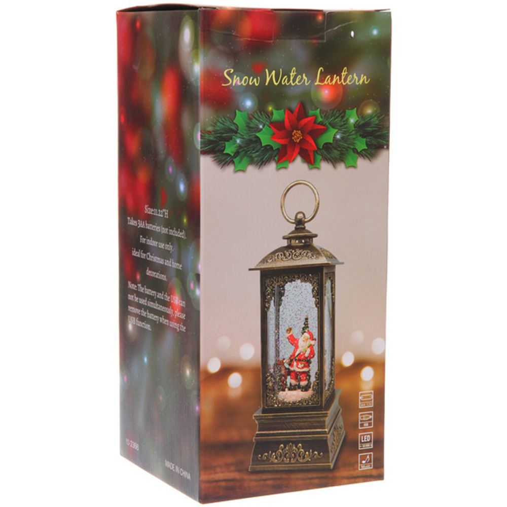 Сувенир с подсветкой «Волшебная зима» 10,5*10,5*28,5 см, мелодия, подсветка, эффект снегопада (работает от 3*АА, USB)