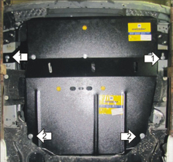 Защита картера Двигателя, КПП, Радиатора. 2 мм, Сталь. для Ford Transit 2006-2011 MOTODOR.00748