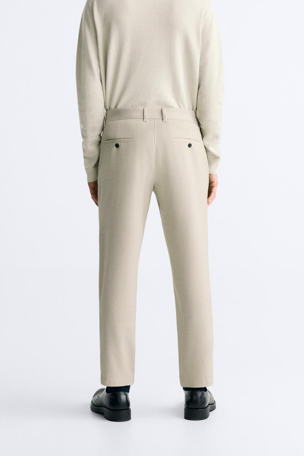 ZARA БРЮКИ КОМФОРТНОЙ ПОСАДКИ ИЗ РЕЛЬЕФНОЙ ТКАНИ, БЕЖЕВЫЙ