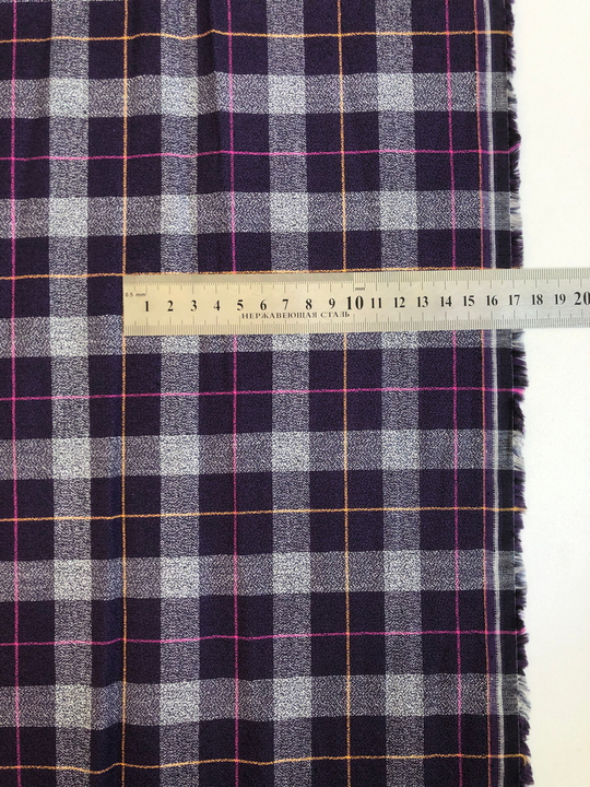 Коттон фланель сорочка принт клетка фиолетовый/серый/фуксия/желтый NBD005