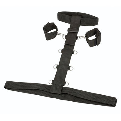 Фиксирующий бондаж на шею, талию и запястья Bondage Tie (черный с серебряным) (Цвет: черный с серебряным)