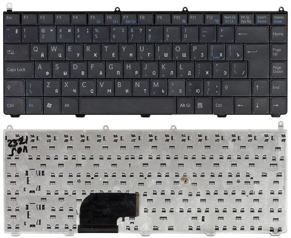 Клавиатура для ноутбука Sony Vaio E11, SVE11, SVE111 Series (Г-образный Enter. черная, с черной рамкой)