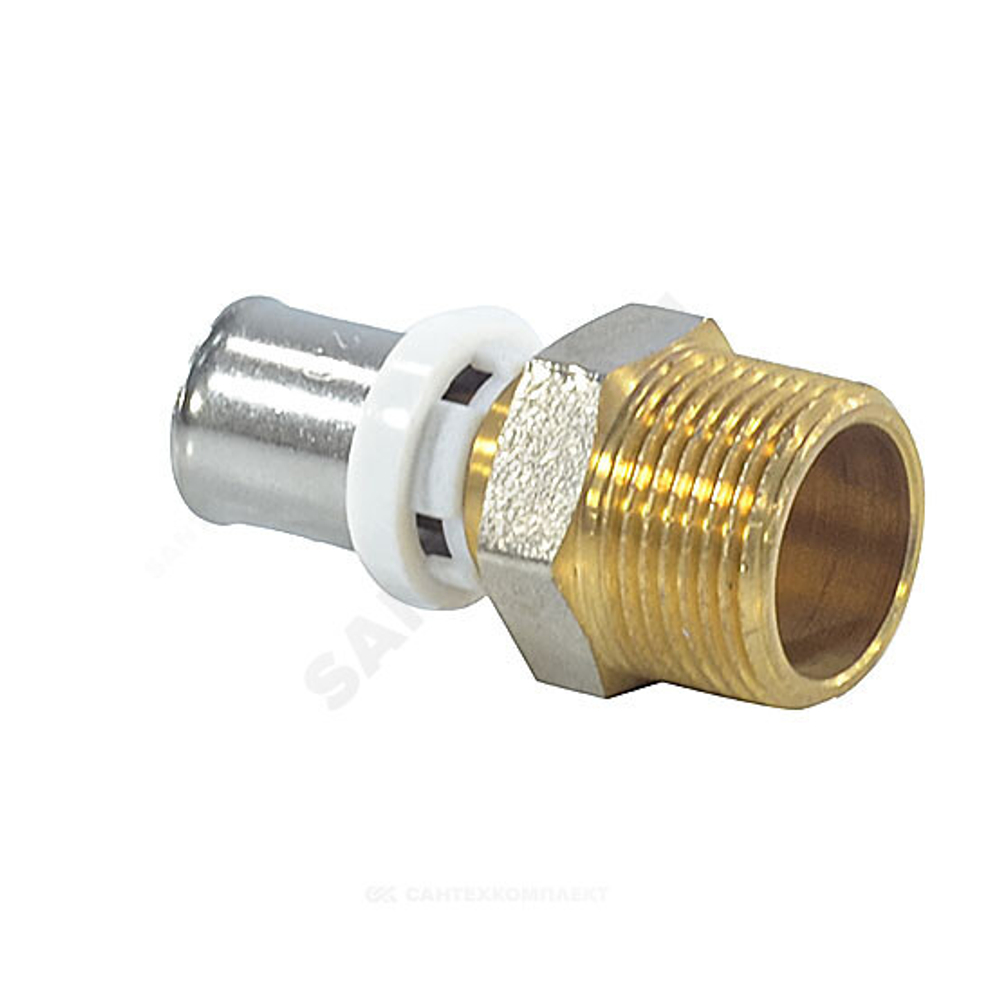 Муфта МП латунь никель пресс Дн 20х3/4" НР ГОСТ 32415-2013 8001 Aquasfera 8001-04