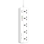 LDNIO удлинитель сетевой фильтр, модель SC5415, 2 метра, 4 USB, тройник разветвитель с заземлением и выключателем, белый