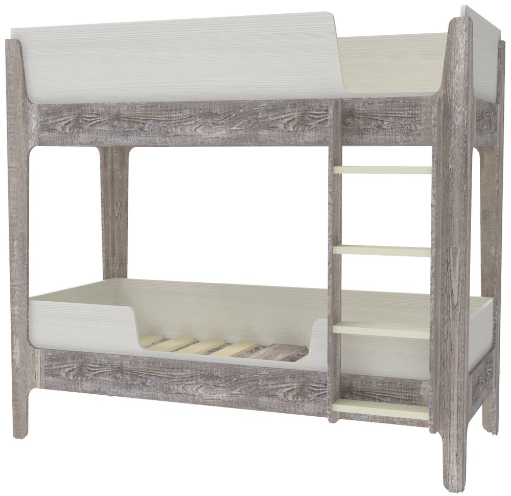 Кровать двухъярусная КарИВи Лотос Бетон Белое Дерево