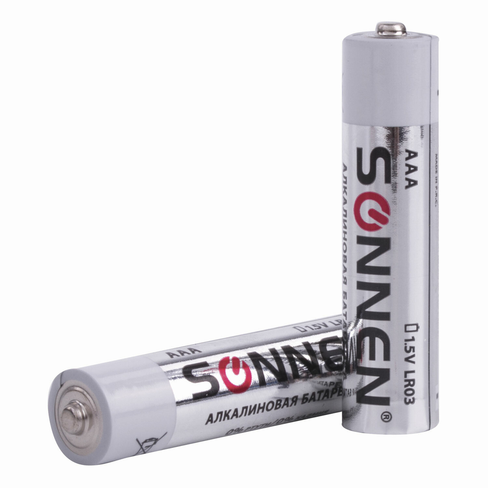 Батарейки комплект 2 шт. SONNEN Alkaline AAA (LR03 24А) алкалиновые мизинчиковые блистер (24 штуки в упаковке)