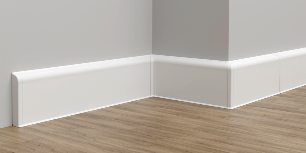 Плинтус ПВХ Идеал Дюра округлый 001 Белый 80х16х2200 мм