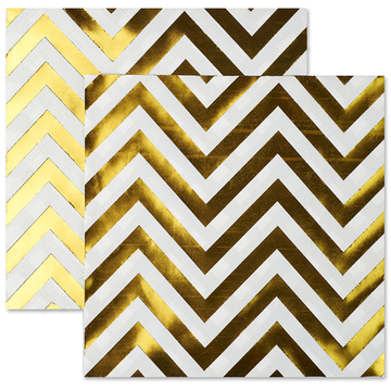 Салфетки с фольгированным золотыми зигзагами, 33 см, 12 шт