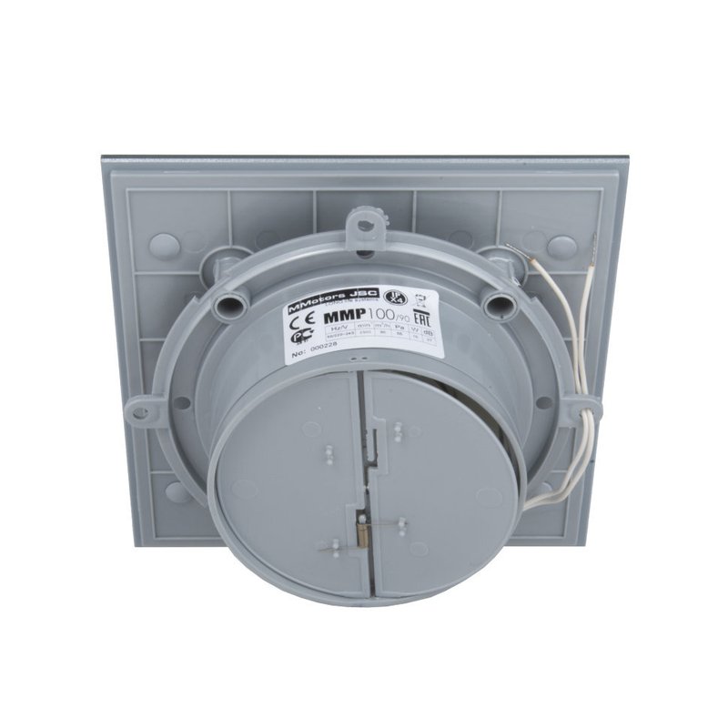 Вытяжной тонкий вентилятор для ванн ММ-Р 06 стекло прямое 90 м³/час с обратным клапаном светло серый