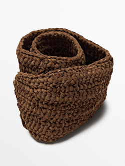 Massimo Dutti Плетеный замшевый ремень-корсет, карамельный