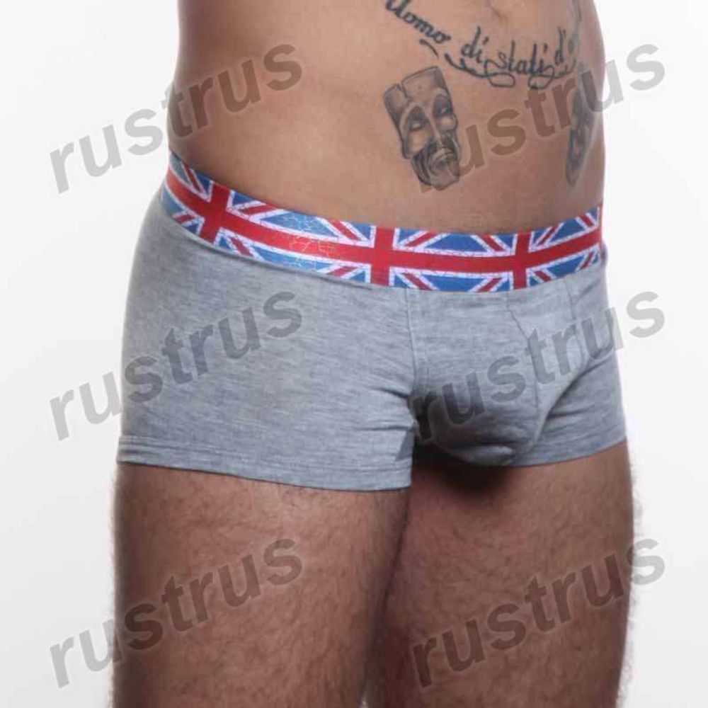Мужские трусы хипсы серые DEEP JOY Английский флаг
