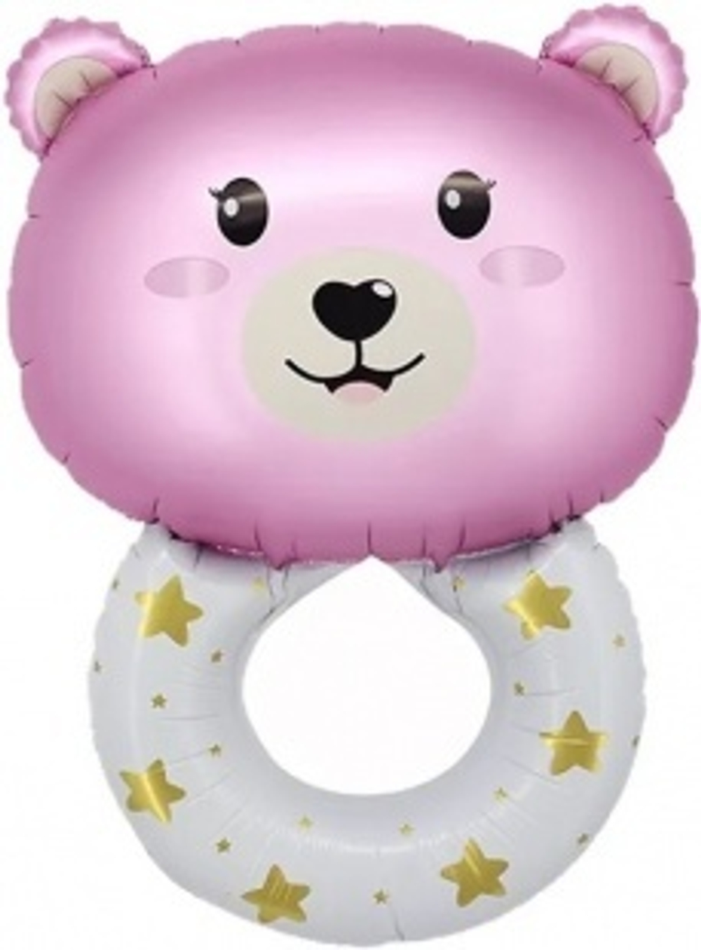 Шар (27""/69 см) Фигура, Погремушка Медвежонок, Розовый, 1 шт. В103