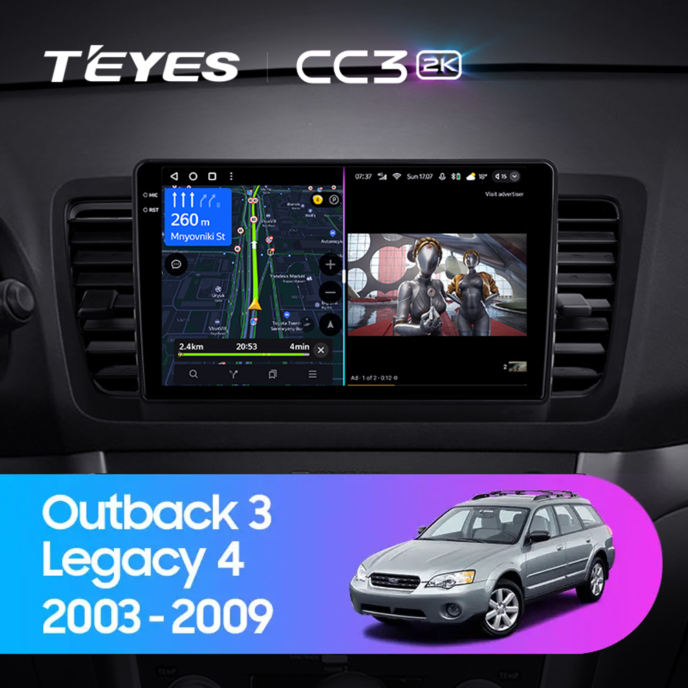 Teyes CC3 2K 9"для Subaru Outback, Legacy 2003-2009