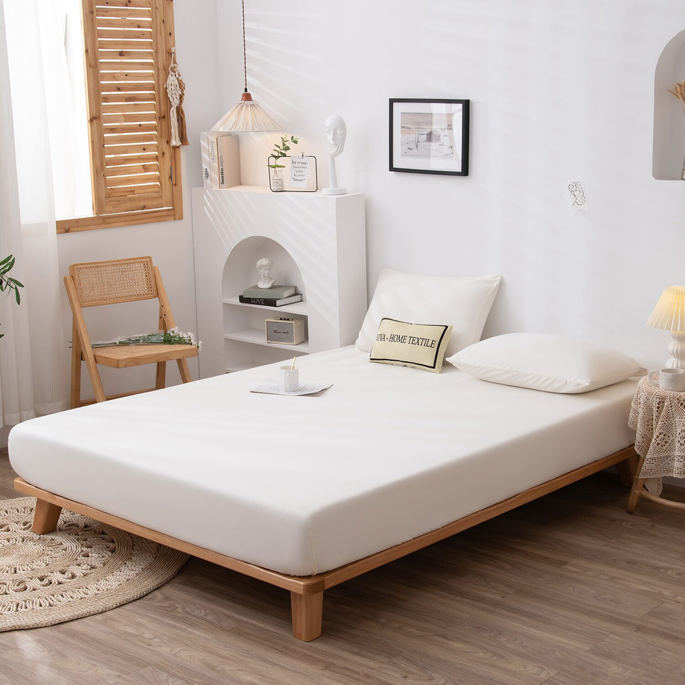 КПБ Однотонный Сатин на резинке CSR037, 2 спальный, наволочки 50-70 2 шт, простынь 160*200*35